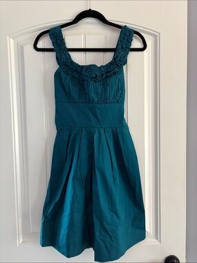 Turquoise cotton cocktail dress
